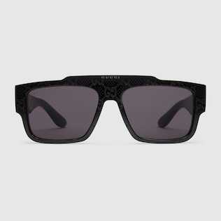 Square frame sunglasses in black acetate GUCCI Canada