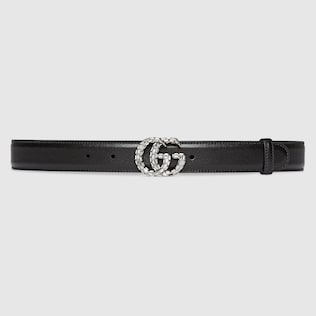 GG Marmont thin belt in black leather GUCCI MX