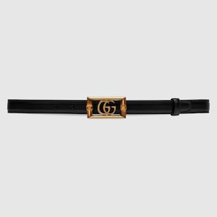 Gucci Thin Belt with Crystal Double G Buckle Black