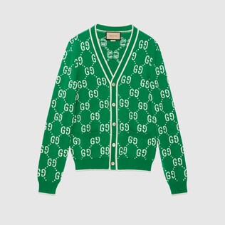 Gucci Tiger GG jacquard wool cardigan in ivory GUCCI FI