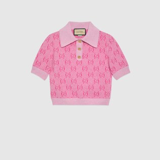 GG wool jacquard polo in light blue | GUCCI® US GG wool jacquard polo in light blue | GUCCI® US