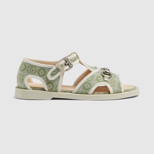 Sandalo bambino con Morsetto in tessuto GG beige ed ebano GUCCI Italia