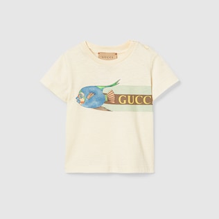 White Cotton Baby T Shirt With Vintage Gucci Logo GUCCI US