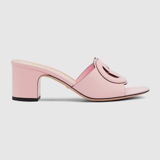 Women s slip on sandal in pink rubber GUCCI SG