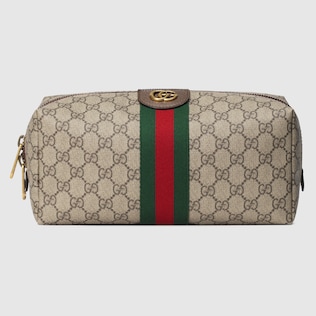 Ophidia small toiletry case in grey and black Supreme GUCCI US