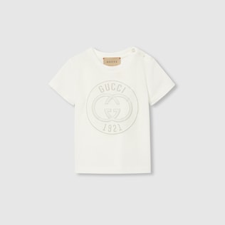 White Cotton Baby T Shirt With Vintage Gucci Logo GUCCI US