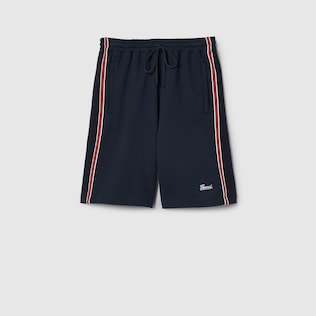 Gucci Tiger cotton jersey shorts with stripes in Blue Ready to wear GUCCI SI