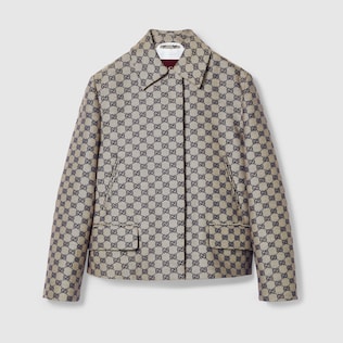 GG cotton canvas puffer jacket in camel and ebony | GUCCI® US