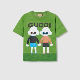 Children's printed cotton T-shirt in light pink | GUCCI® US