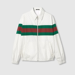 GG print cotton jacket in blue | GUCCI® US