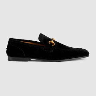 Gucci jordaan gg velvet loafer black online