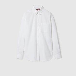 Cotton poplin shirt in white GUCCI US