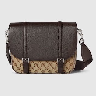 GG crossbody bag in beige and blue GG canvas GUCCI US