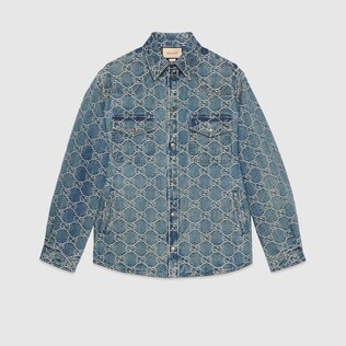 Gucci monogram denim jacket best sale