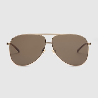 Lunettes de soleil aviateur en metal en metal dore GUCCI FR