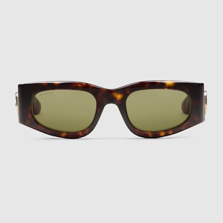 Rectangular frame sunglasses in tortoiseshell acetate GUCCI Canada