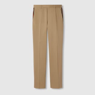 Cotton ankle pant with Web in light brown | GUCCI® US