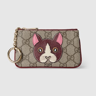 Cat shaped bag charm in beige and dark brown canvas GUCCI Canada