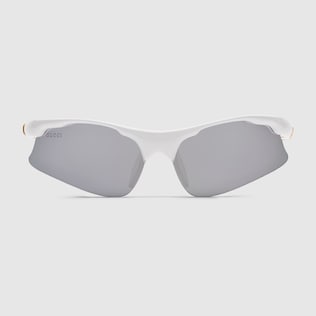 Mask-shaped frame sunglasses in silver-toned metal | GUCCI® US