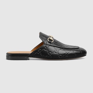 GUCCI Princetown Leather Slippers Black