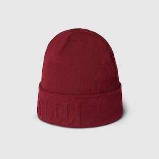 Wool cashmere hat with Double G in burgundy GUCCI Canada