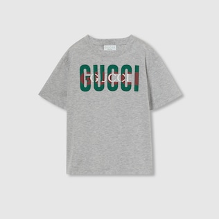 T shirt bambino in cotone con stampa in bianco GUCCI Italia