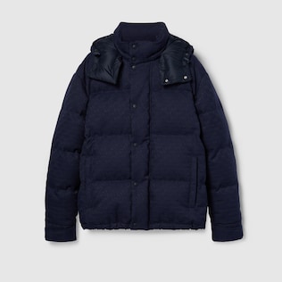 Jumbo GG canvas down jacket in blue GUCCI GR