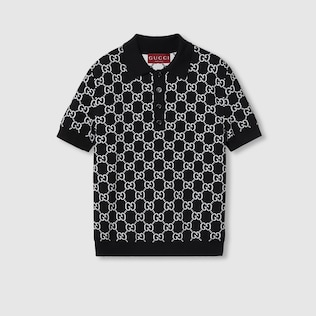 GUCCI◆ポロシャツ/--/ウール/BEG GUCCI《GG ストレッチコットン ポロシャツ》ホワイト DHL 直営店