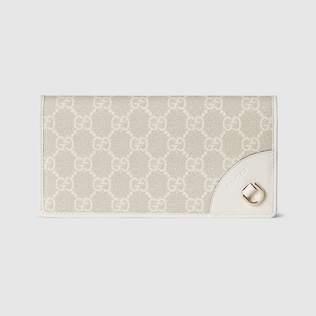 GG Emblem continental wallet in Beige GG Canvas | GUCCI® SI