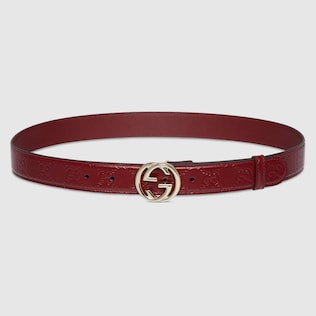 Red suede gucci belt online