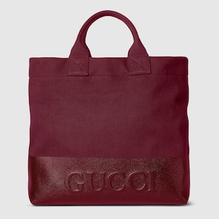 Printed canvas large tote bag in off white canvas | GUCCI® US