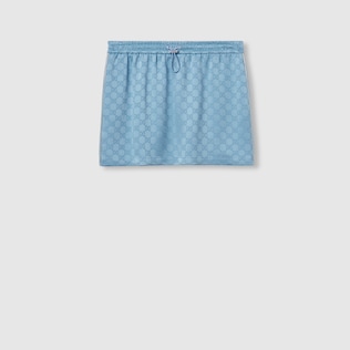 Regular denim skirt with laser logo in blue | GUCCI® US Regular denim skirt with laser logo in blue | GUCCI® US