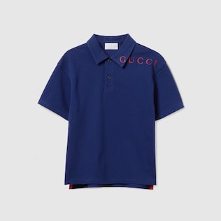 Children's cotton polo top with Web in ivory | GUCCI® US