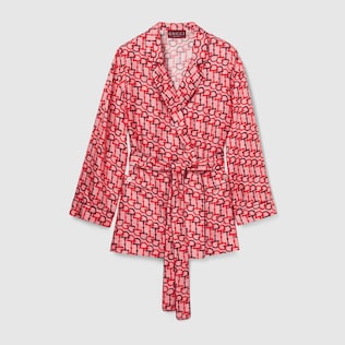 Cotton poplin shirt with tie in Rosso Ancora red | GUCCI® US