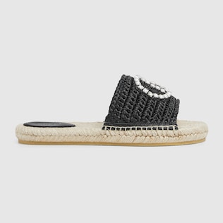 Women's espadrille with Horsebit in black Original GG canvas