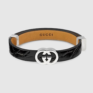 GUCCI(グッチ) / バングル/レザー/BLK/メンズ/コンビ/プレート