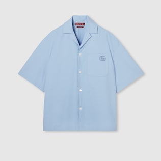 Printed light cotton poplin shirt in black and white | GUCCI® US Printed light cotton poplin shirt in black and white | GUCCI® US