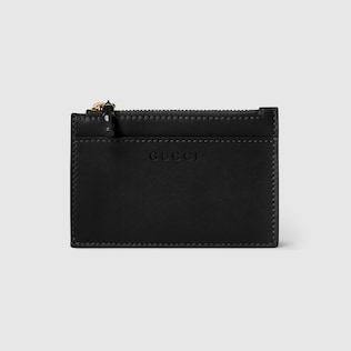 GUCCI スクリプト ジップ カードケースブラック レザー | GUCCI公式