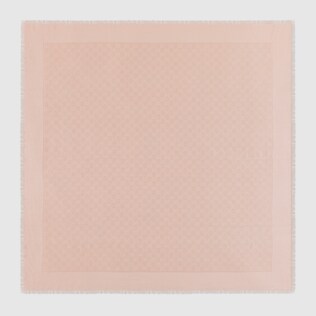 GG print with Horsebit silk shawl in Beige Brown Modal