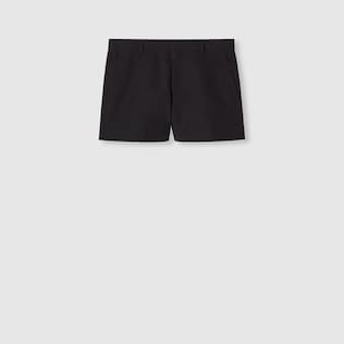 パンツ GUCCI Women Shorts  Burmudas 769985Z592B 1000 Black Striped cotton shorts with embroidery in Blue Ready-to-wear