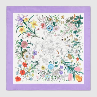Printed silk carré in Pink Silk | GUCCI® SI