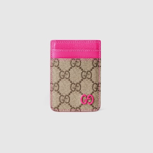 GG Monogram card case with print in Beige GG Canvas | GUCCI® SI
