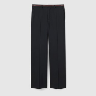 Wool gabardine pant with embroidery in Black Ready-to-wear
