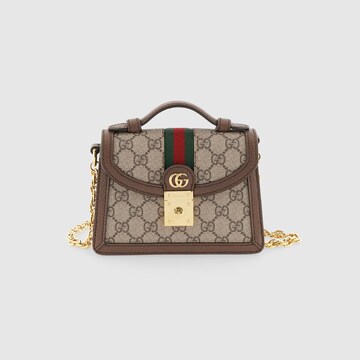 Ophidia GG mini shoulder bag in beige and ebony canvas GUCCI RO