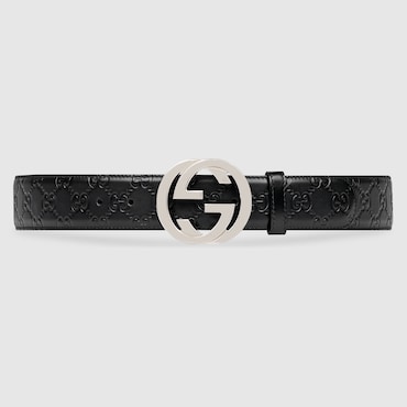 GUCCI Belt With Interlocking G Buckle, Size 95