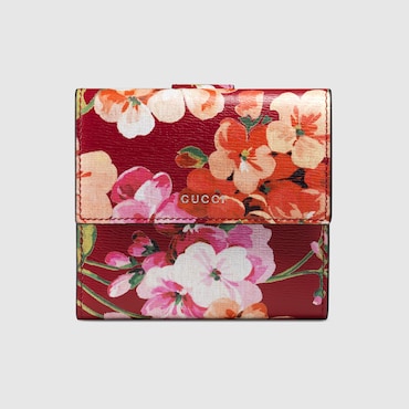 GUCCI Blooms Print French Flap Wallet