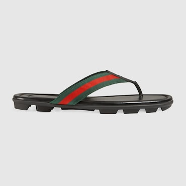 GUCCI Men's Thong Sandal With Web, Size 47.5 IT