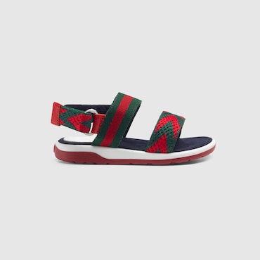 GUCCI Baby - Chevron Leather Sandal, Size 22