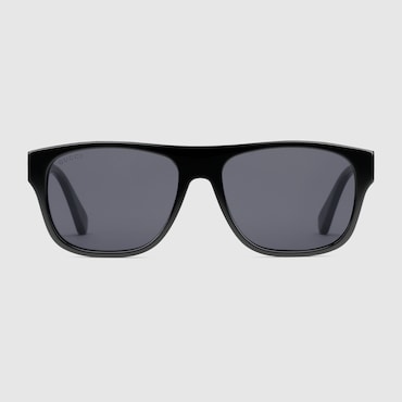 GUCCI Men's Rectangular Frame Sunglasses, Black