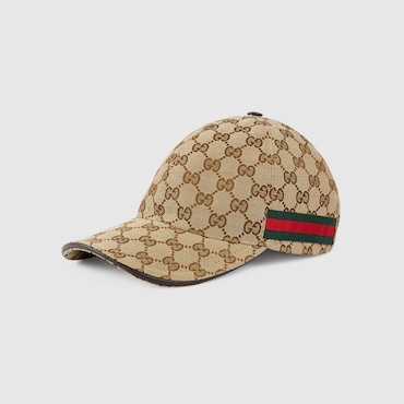 GUCCI Original GG Canvas Baseball Hat With Web, Size XS